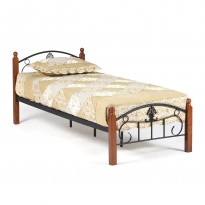 Кровать AT-203  RUMBA(Румба) Wood slat base дерево гевея/металл, 90*200 см (Single bed), красный дуб/черный(Tet Chair)